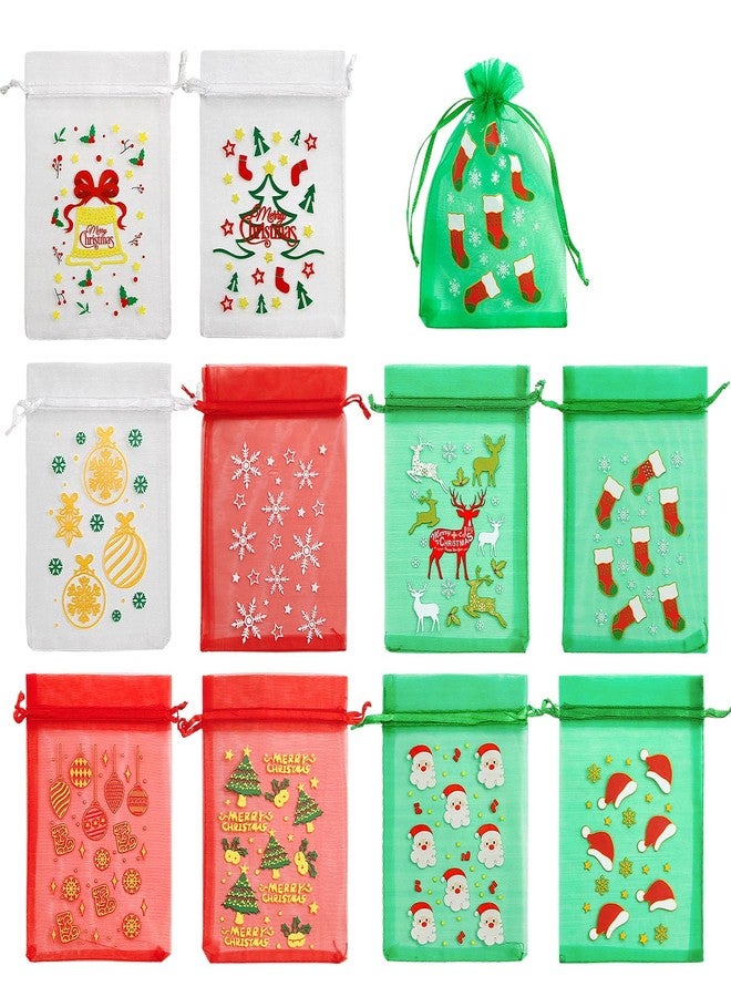 WorldBazaar 30PCS Christmas Organza Bags 4 x 6 Small Christmas Candy Bags with Drawstring Goodie Bags for Wedding Holiday Party Decoration - Image 1